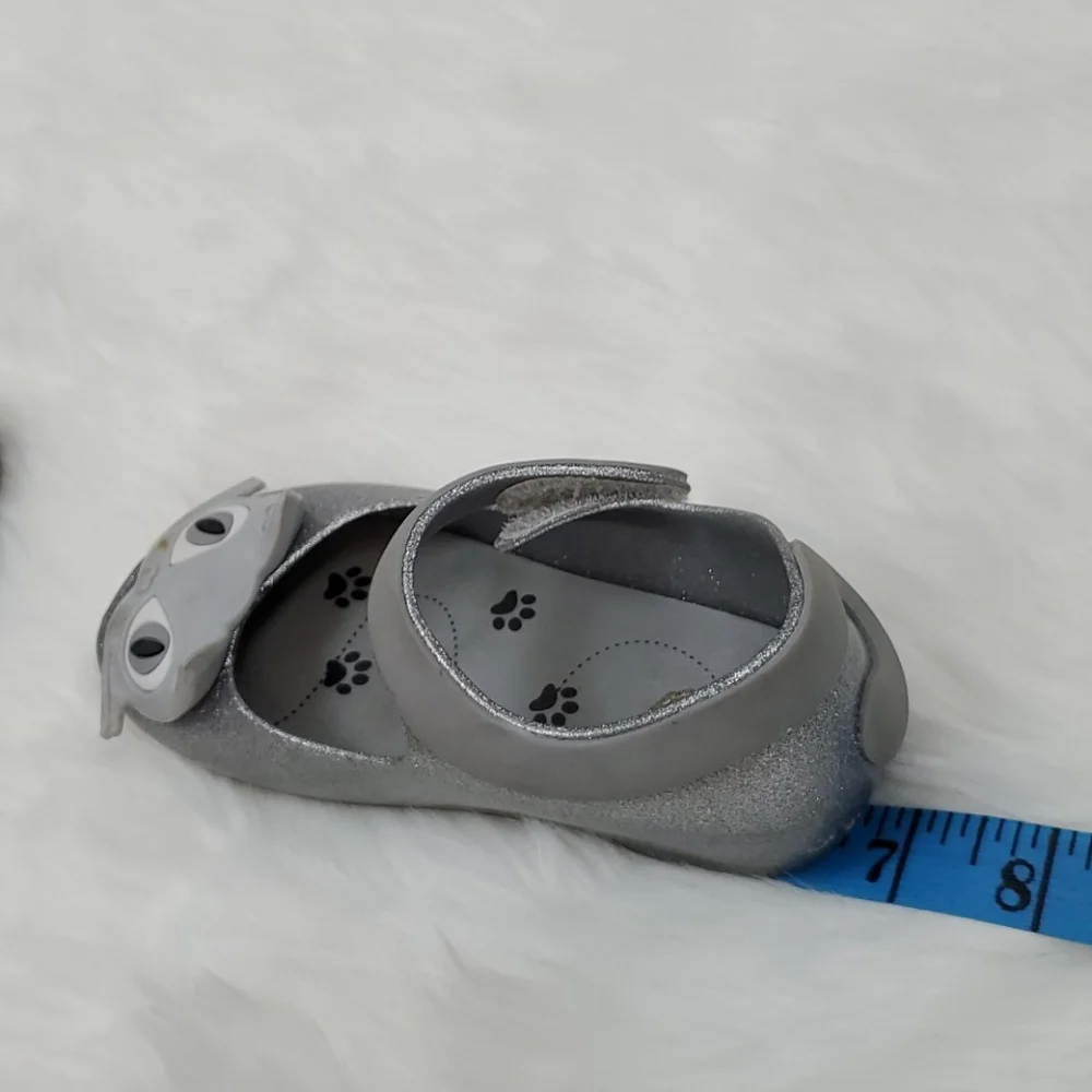 Mini Melissa cat gray dress shoes velcro girl size 9?